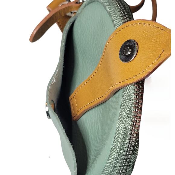 Divina Firenze Amanda Leather Cell Phone Crossbody Bag Purse Mint Green Italy - Picture 7 of 13